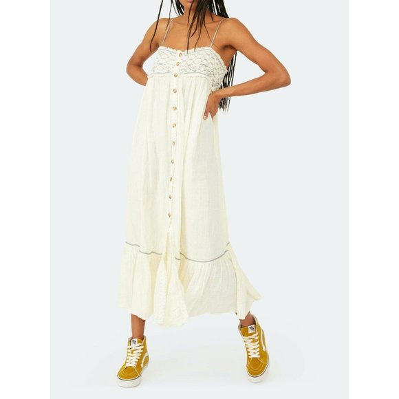 Free People Dresses & Skirts - Free People Linda Jo Midi Dress Gardenia White Maxi Boho White  M NWT $148